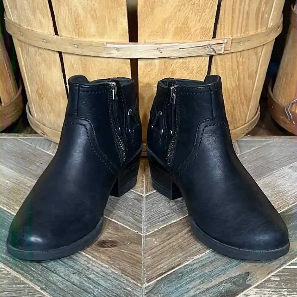 Teva Foxy Black Leather Waterproof 1017161 Zip-Up Ankle Boots Womens Size 5.5